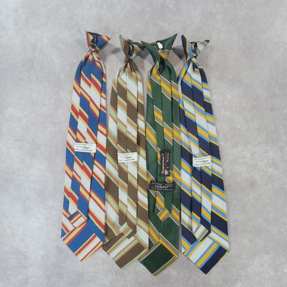 Vintage Boys Clip On Necktie Lot 4 Superba Clipper Towncraft Penneys Striped Tie